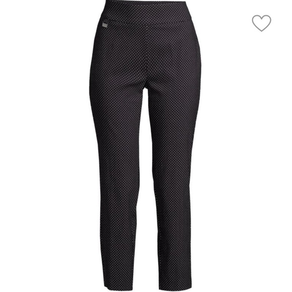 Premise Woman Polka Dot Ankle Pants Plus Size 3X Black Pull-On Tummy Control NWT - Picture 1 of 15